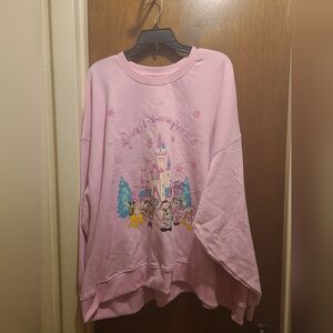 Walt Disney World Pink Mickey Friends Christmas Castle Adult Sweatshirt 3X, New